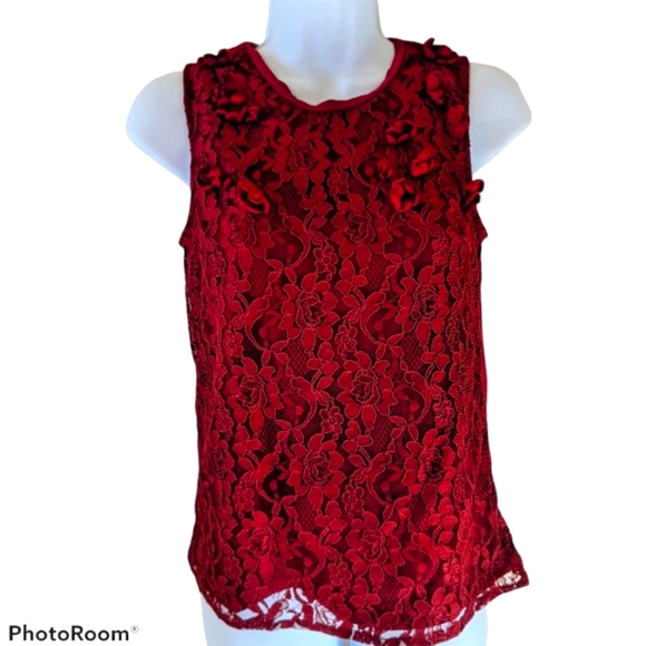 Anthropologie Tops - Anthropologie Lili's Closet sz. XS Sleeveless Ruby LaceTop